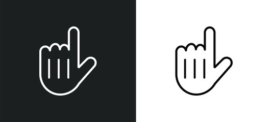 Wall Mural - hand pointer outline icon in white and black colors. hand pointer flat vector icon from gestures col
