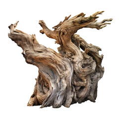 Wall Mural - Twisted and gnarled old tree trunk. isolated object, transparent background