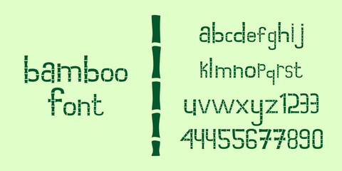 Illustration of bamboo font letters and alphabet for design, logo, business, and more