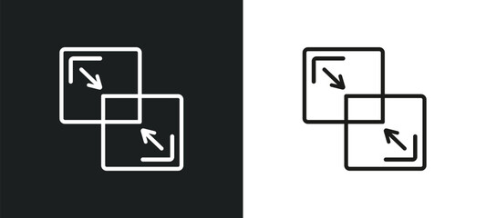 Poster - merge outline icon in white and black colors. merge flat vector icon from geometric figure collectio