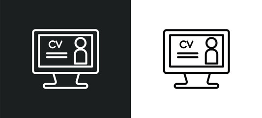 Poster - hr software outline icon in white and black colors. hr software flat vector icon from general collection for web, mobile apps and ui.