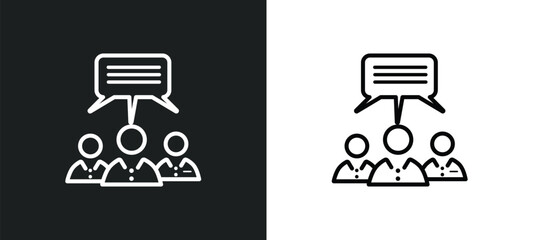 Poster - group opinion outline icon in white and black colors. group opinion flat vector icon from general collection for web, mobile apps and ui.