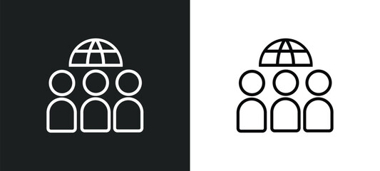 Poster - team outline icon in white and black colors. team flat vector icon from general collection for web, 