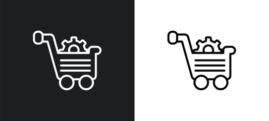 Poster - ecommerce solutions outline icon in white and black colors. ecommerce solutions flat vector icon from general collection for web, mobile apps and ui.