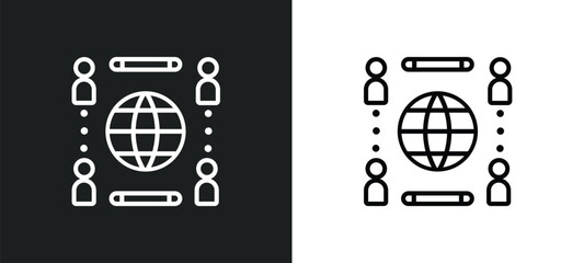 Poster - business networking outline icon in white and black colors. business networking flat vector icon fro