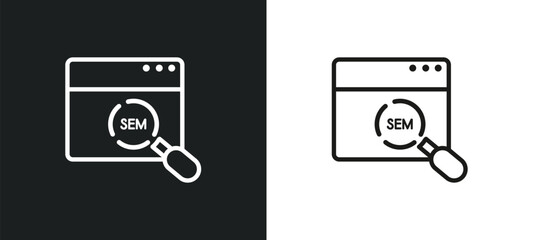 Poster - sem outline icon in white and black colors. sem flat vector icon from general collection for web, mobile apps and ui.