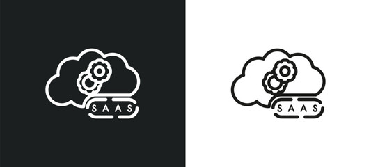 Poster - saas outline icon in white and black colors. saas flat vector icon from general collection for web, mobile apps and ui.