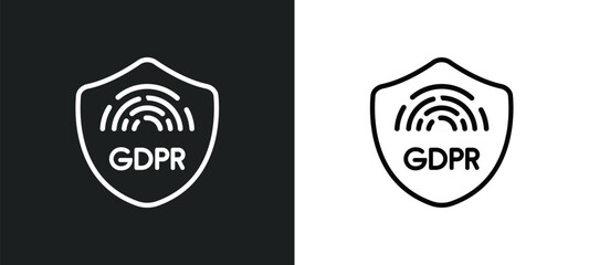 Poster - fingerprint outline icon in white and black colors. fingerprint flat vector icon from gdpr collection for web, mobile apps and ui.