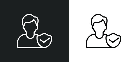 Poster - person outline icon in white and black colors. person flat vector icon from gdpr collection for web, mobile apps and ui.