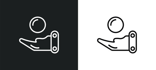 Poster - telekinesis outline icon in white and black colors. telekinesis flat vector icon from future technology collection for web, mobile apps and ui.