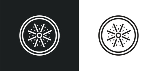 Poster - kiwi outline icon in white and black colors. kiwi flat vector icon from fruits collection for web, m