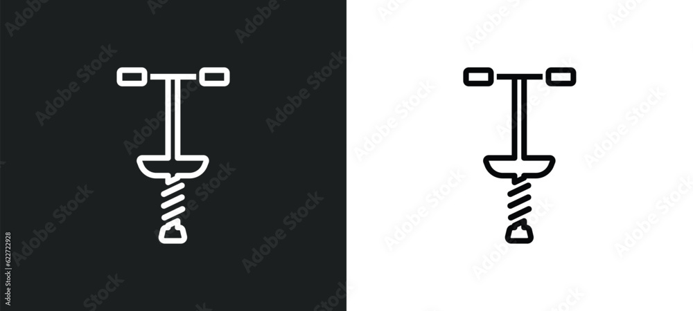 pogo stick outline icon in white and black colors. pogo stick flat ...