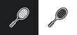 © Digital Bazaar - tennis racket outline icon in white and black colors. tennis racket flat vector icon from free time collection for web, mobile apps and ui.