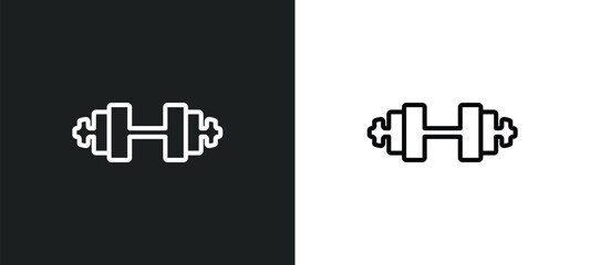 Wall Mural - dumbell outline icon in white and black colors. dumbell flat vector icon from free time collection for web, mobile apps and ui.