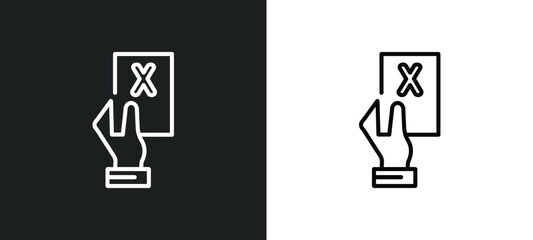 red card outline icon in white and black colors. red card flat vector icon from football collection for web, mobile apps and ui.