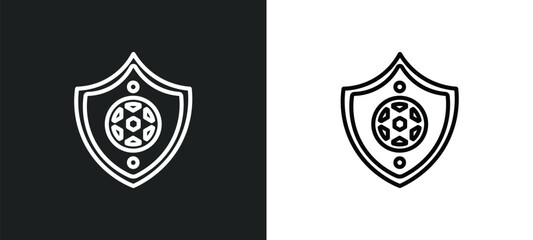 Poster - badge outline icon in white and black colors. badge flat vector icon from football collection for we