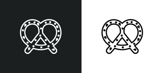 Canvas Print - pretzel outline icon in white and black colors. pretzel flat vector icon from food collection for web, mobile apps and ui.