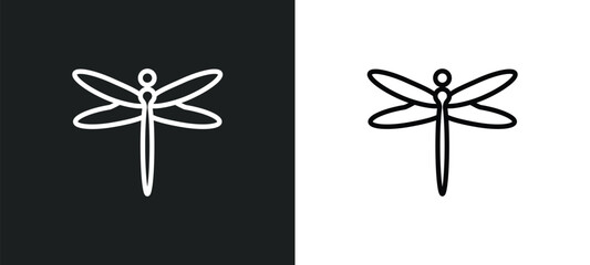 Poster - dragonfly outline icon in white and black colors. dragonfly flat vector icon from fairy tale collection for web, mobile apps and ui.