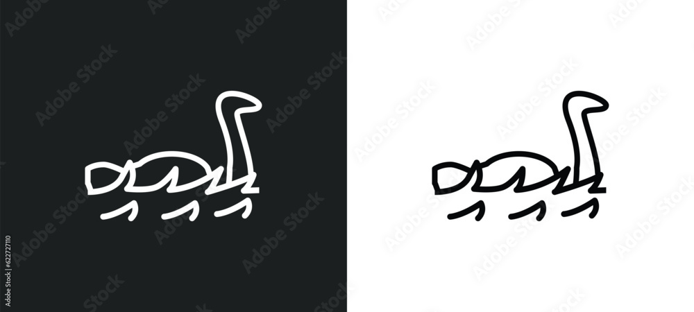 loch ness monster outline icon in white and black colors. loch ness ...
