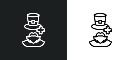 Poster - leprechaun outline icon in white and black colors. leprechaun flat vector icon from fairy tale colle