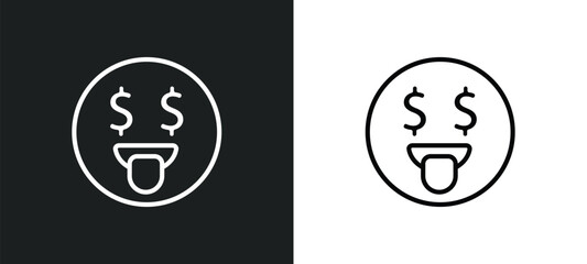 Wall Mural - rich emoji outline icon in white and black colors. rich emoji flat vector icon from emoji collection for web, mobile apps and ui.