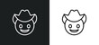 cowboy hat emoji outline icon in white and black colors. cowboy hat emoji flat vector icon from emoji collection for web, mobile apps and ui.