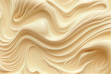 Melted Caramel Texture, Ice Cream Waves, Smooth Icecream Background, Silky Flowing Yogurt Mockup, Abstract Generative AI Illustration