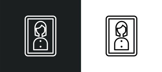 Poster - portrait outline icon in white and black colors. portrait flat vector icon from electronic stuff fil