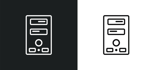 Poster - computer tower outline icon in white and black colors. computer tower flat vector icon from electronic stuff fill collection for web, mobile apps and ui.