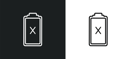 Poster - empty battery outline icon in white and black colors. empty battery flat vector icon from electronic stuff fill collection for web, mobile apps and ui.