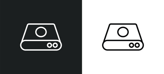 Poster - drive outline icon in white and black colors. drive flat vector icon from electronic devices collection for web, mobile apps and ui.