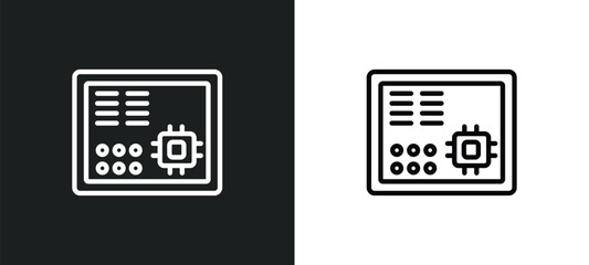 Poster - motherboard outline icon in white and black colors. motherboard flat vector icon from electronic dev