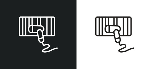 Poster - barcode scanner outline icon in white and black colors. barcode scanner flat vector icon from electronic devices collection for web, mobile apps and ui.