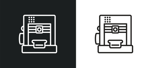 Poster - 3d printer outline icon in white and black colors. 3d printer flat vector icon from electronic devic
