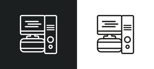 Poster - desktop computer outline icon in white and black colors. desktop computer flat vector icon from electronic devices collection for web, mobile apps and ui.