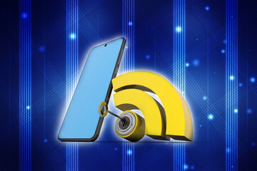 Poster - 3d illustration Transmitter mobile WiFi near 5G
