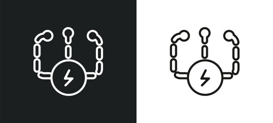 Poster - scheme outline icon in white and black colors. scheme flat vector icon from electrian connections co