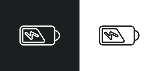Poster - battery outline icon in white and black colors. battery flat vector icon from electrian connections collection for web, mobile apps and ui.