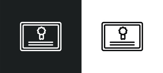 Poster - merit outline icon in white and black colors. merit flat vector icon from graduation and education c