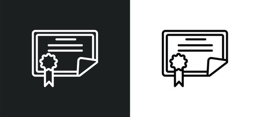 Wall Mural - diploma outline icon in white and black colors. diploma flat vector icon from education collection f