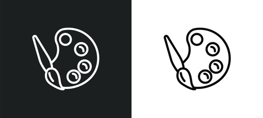 Poster - paint palette outline icon in white and black colors. paint palette flat vector icon from education 