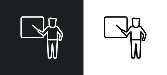 Poster - teacher outline icon in white and black colors. teacher flat vector icon from education collection for web, mobile apps and ui.