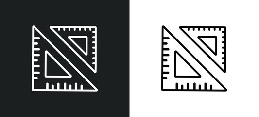 Poster - square school tool outline icon in white and black colors. square school tool flat vector icon from 