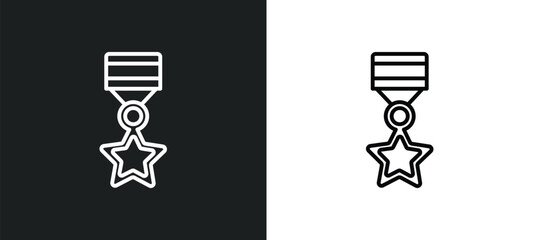 Poster - medallion outline icon in white and black colors. medallion flat vector icon from education collecti