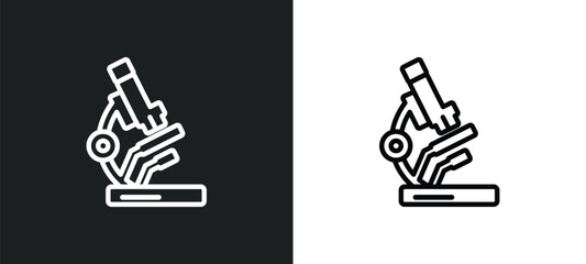 Poster - biology microscope outline icon in white and black colors. biology microscope flat vector icon from education collection for web, mobile apps and ui.