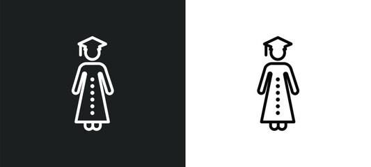 Wall Mural - college graduation outline icon in white and black colors. college graduation flat vector icon from 