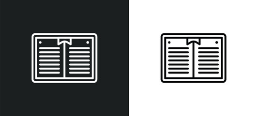Poster - notebook open with bookmark outline icon in white and black colors. notebook open with bookmark flat vector icon from education collection for web, mobile apps and ui.
