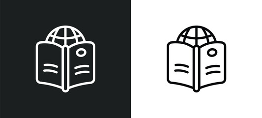 Poster - international studies outline icon in white and black colors. international studies flat vector icon from education collection for web, mobile apps and ui.