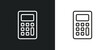 small calculator outline icon in white and black colors. small calculator flat vector icon from education collection for web, mobile apps and ui.