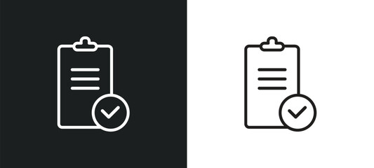 Wall Mural - check mark outline icon in white and black colors. check mark flat vector icon from education collec